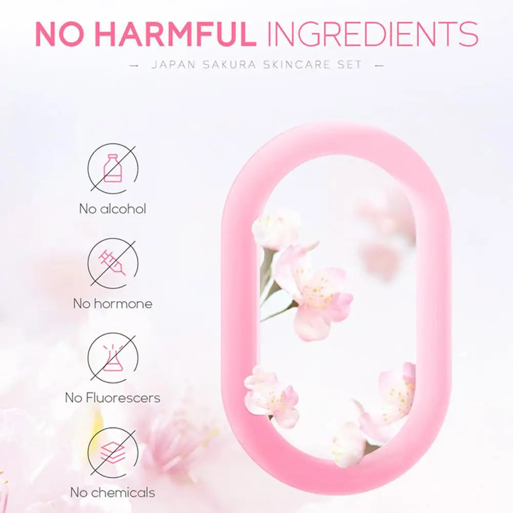 Sakura Lot de 5/3 soins pour le visage, sérum, tonique, nettoyant pour le visage, crème solaire, pour les yeux, coffret cadeau