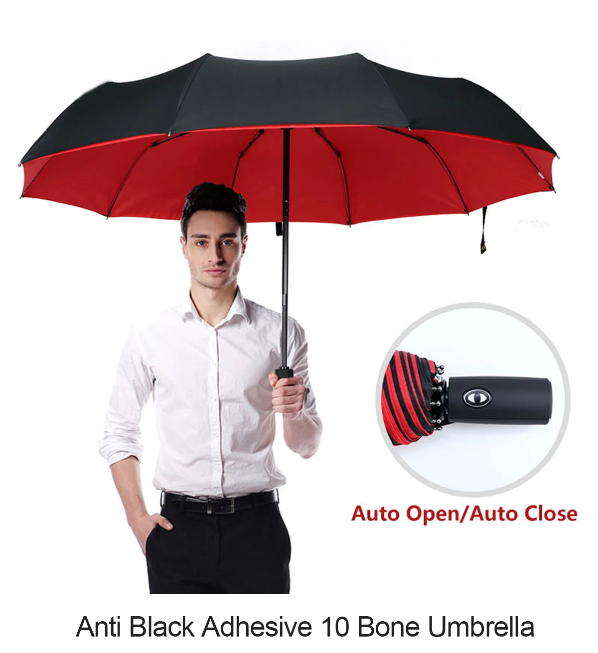 Parapluie de voyage Compact Léger Portable Automatique Solide Imperméable Parapluies pliants avec 6 côtes renforcées Fermeture automatique