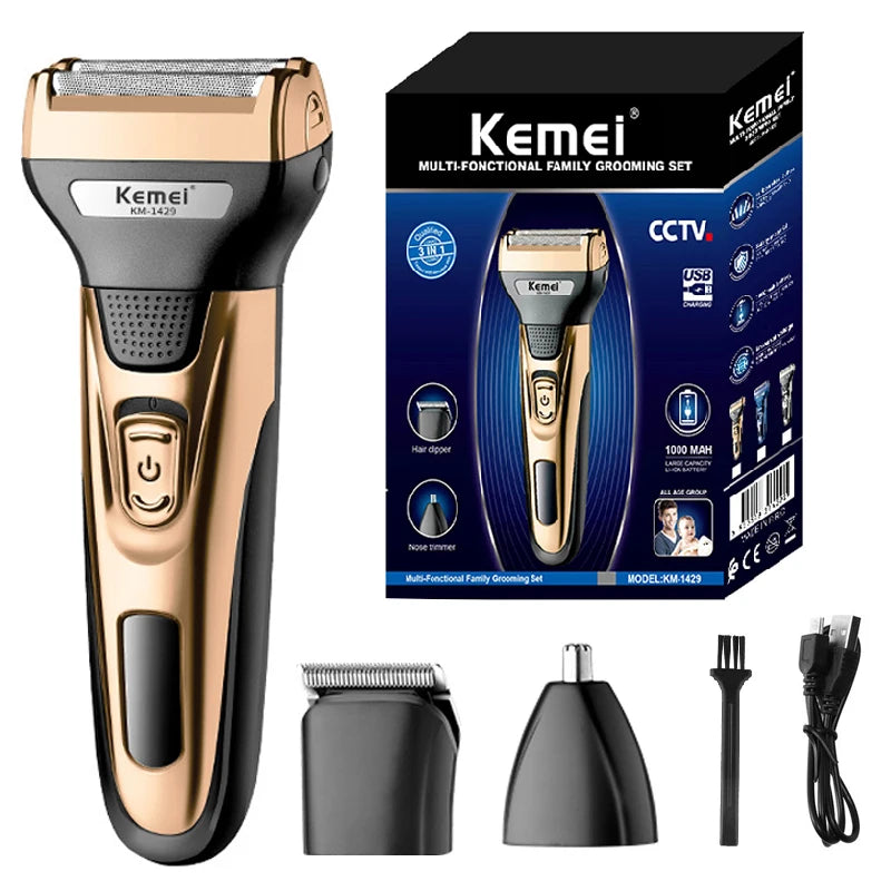Kemei 3 en 1 Kit de rasage pour Hommes