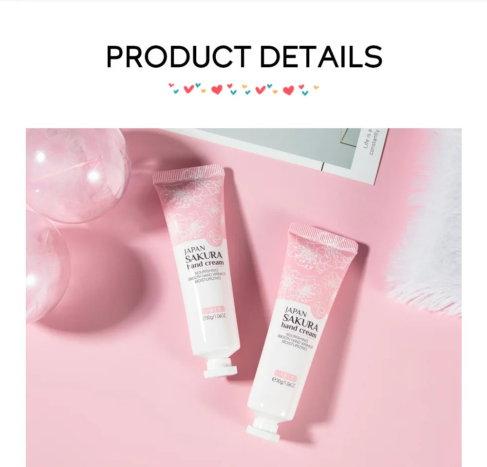 LAIKOU Sakura Crème pour les mains Blanchiment Élimination des rides Anti-fissure Hydratant Fade Lignes fines Corée Soins de la peau Santé Beauté 30g