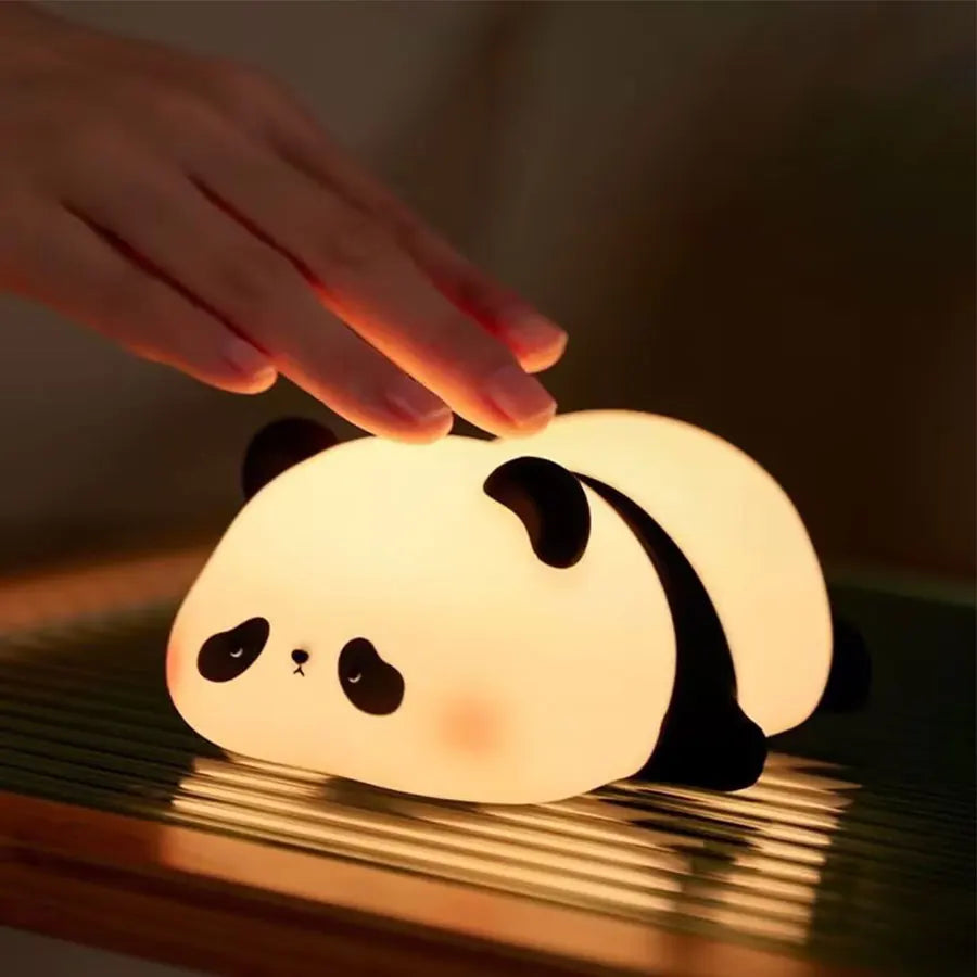 USB Rechargeable LED Veilleuse Mignon Dessin Animé Panda Silicone Lampe Timing Fonction Bureau Chevet Décor Enfants Veilleuse Cadeau