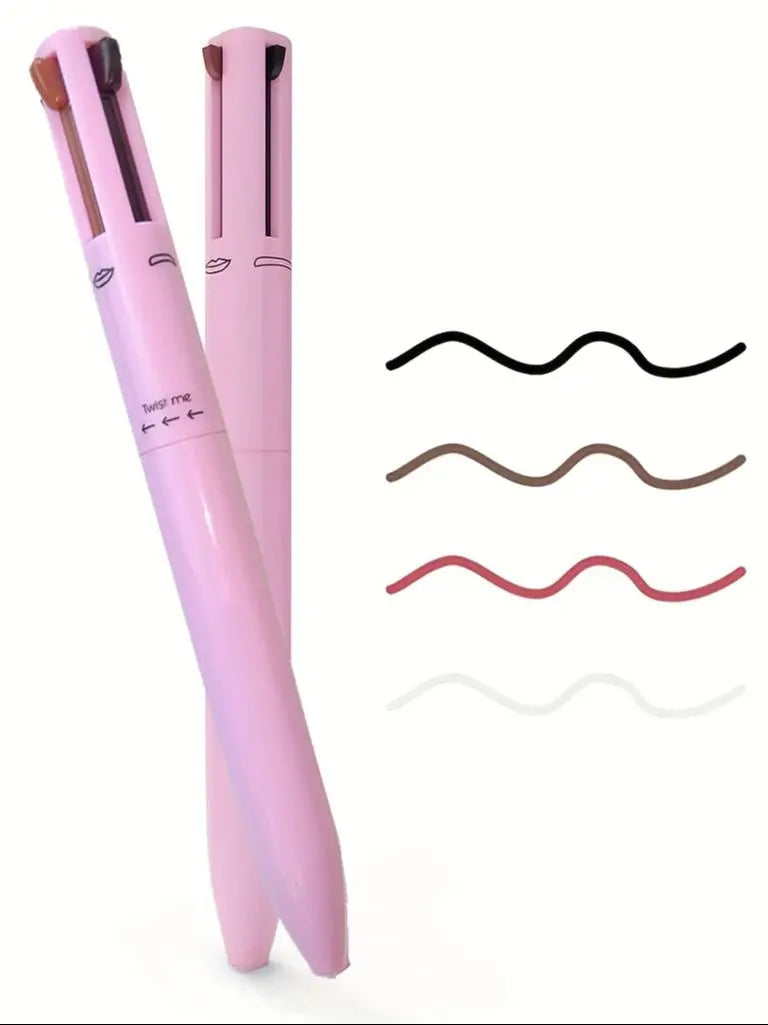 Ensemble de 4 couleurs de crayon à lèvres, d’eye-liner et de crayon à sourcils multifonctions 4-en-1