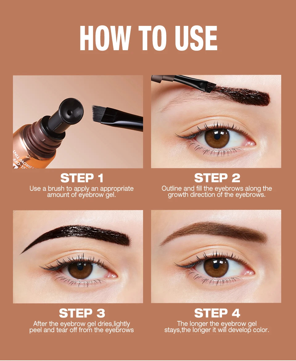 Gel de teinture pour sourcils 3 couleurs, imperméable, longue tenue, naturel, amovible, sans bavures, tatouage, maquillage.