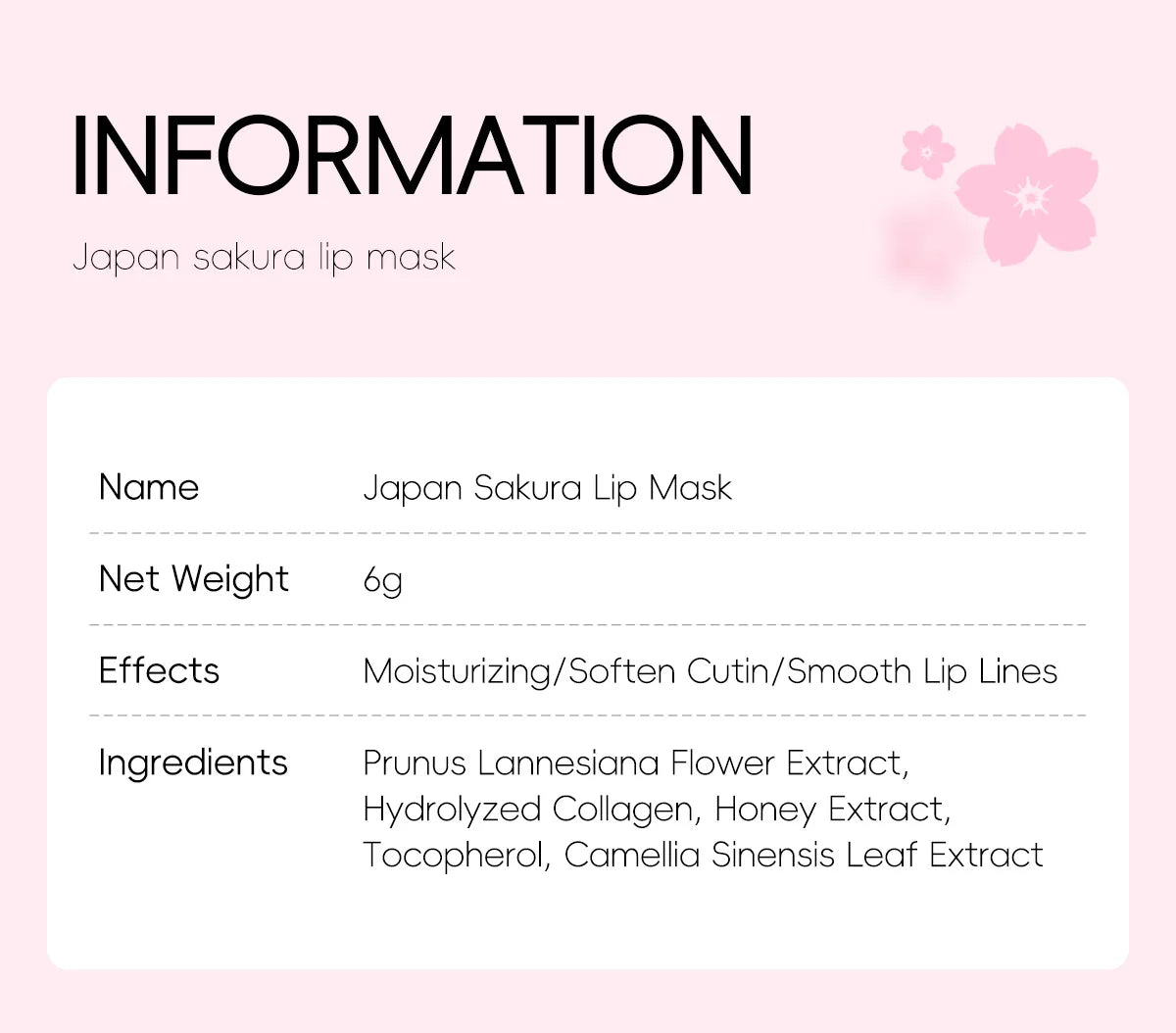 Masque pour les lèvres LAIKOU Sakura 6 g Hydratant