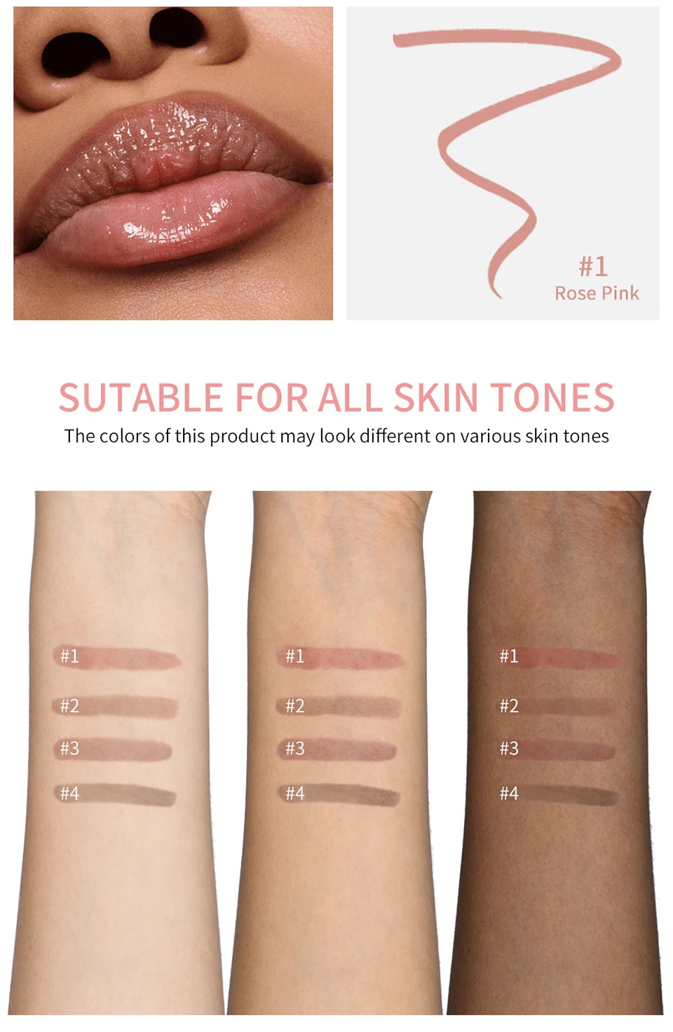 Crayon à lèvres hautement pigmenté Tatouage Matte Peel Off Améliorer le liner pour les lèvres Lasting Lip Stain Waterproof 4Colors Transfer-proof Lipstic