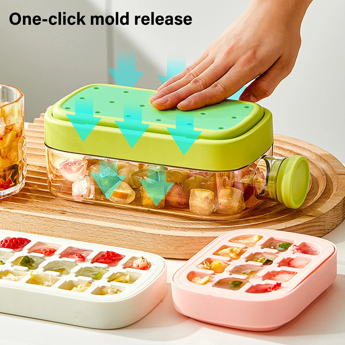 Moule à glaçons en silicone avec couvercles de grande capacité de qualité, réutilisable sans BPA.