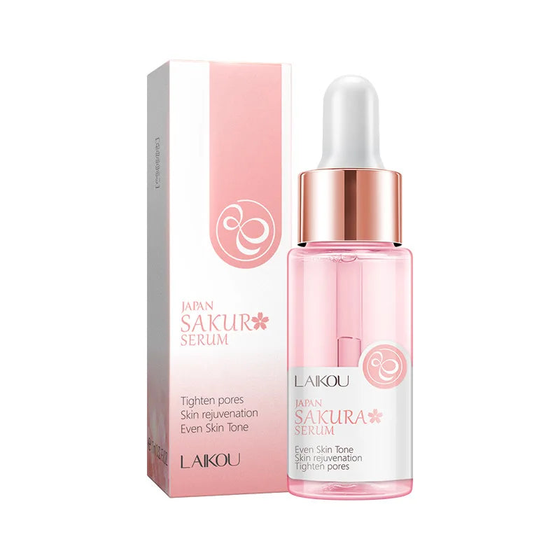 LAIKOU Sakura Face Essence Sérum anti-rides Rétrécir les pores Anti-âge Hydratant Soins de la peau sèche 17ml