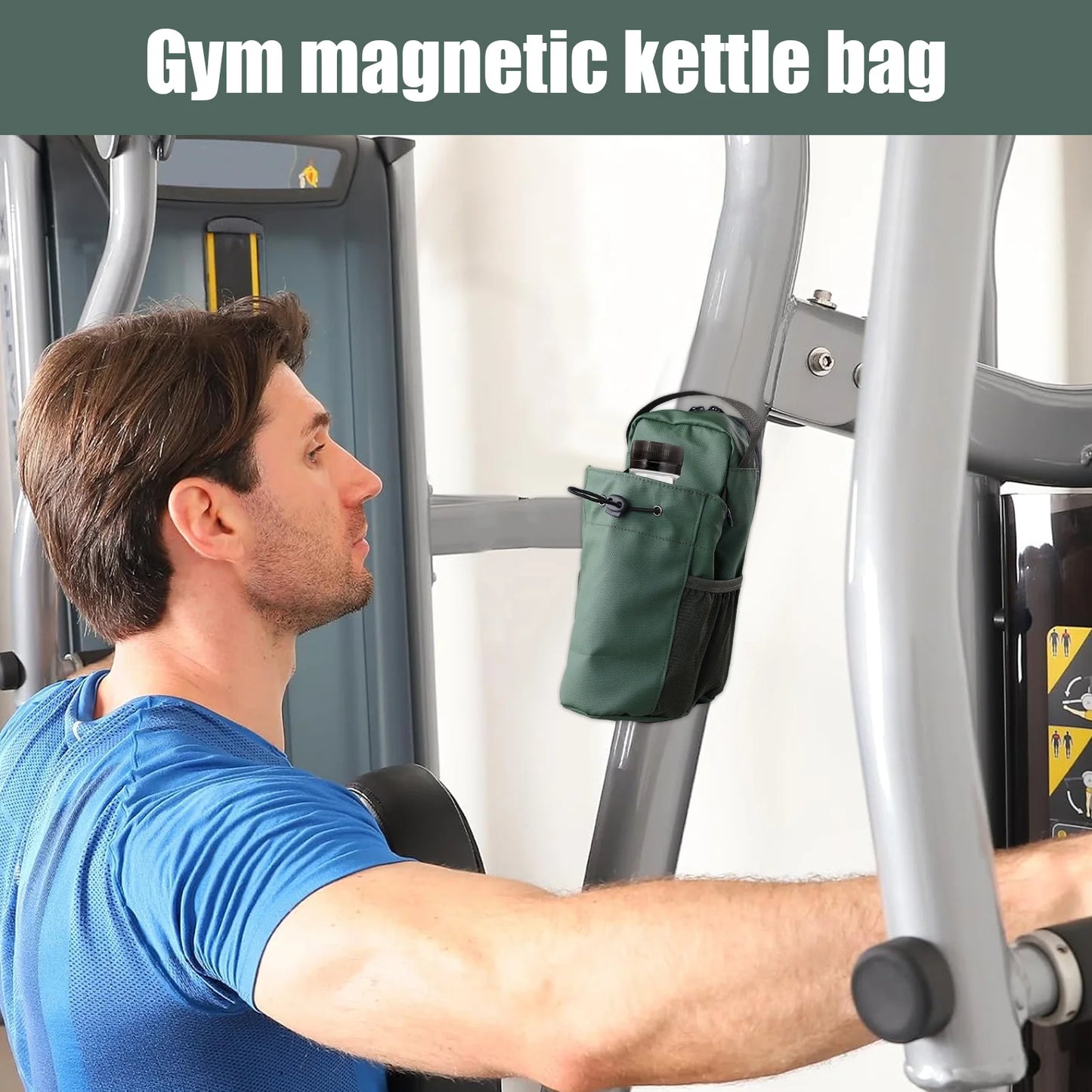 Sac à bandoulière magnétique pour salle de sport Bouteille d’eau et support de téléphone Sac à bandoulière imperméable pour les sports de plein air Accessoires de fitness de voyage