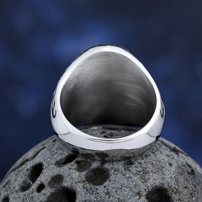 Bague Vintage en Acier Inoxydable 316L – Zircon Bleu Poli, Tendance 2025
