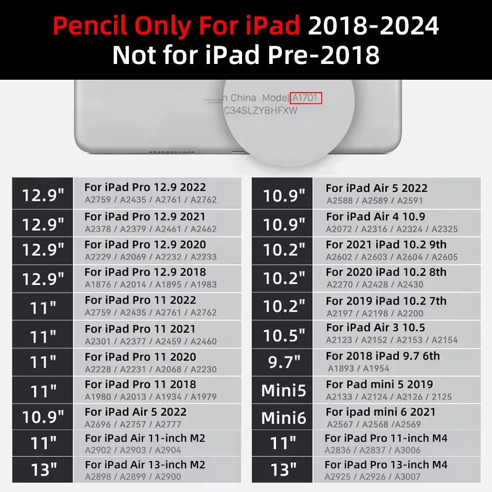 Pour iPad Pencil 10e génération Air 6 M2 Pro M4 Stylus avec inclinaison de la paume, pour iPad Pro 11 12.9 Air 4/5 7/8/9 mini 56 7 Tablette