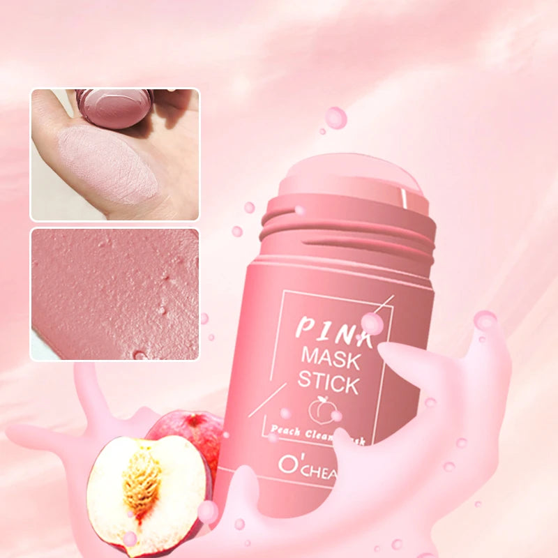Masque facial solide Stick Thé vert Miel Pêche Nettoyage des pores Hydratant Long charbon de bois Aubergine Film de boue