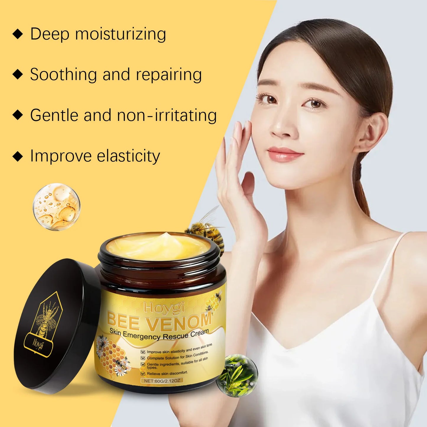Crème de venin d'abeille Soulage les rougeurs, répare les dommages, renforce la peau, barrière cutanée, hydratant en profondeur, soins de la peau, crème pour le corps nourrissante
