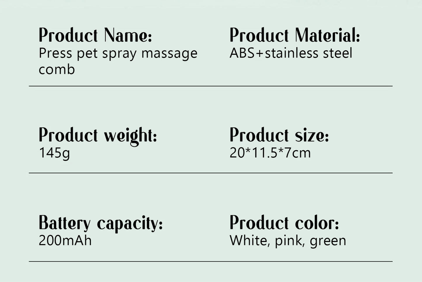 Peigne Vapeur Massant pour Chiens et Chats – Tête Ronde Sécurisée, Dents Souples & Spray Hydratant | Brosse Universelle Anti-Noeuds
