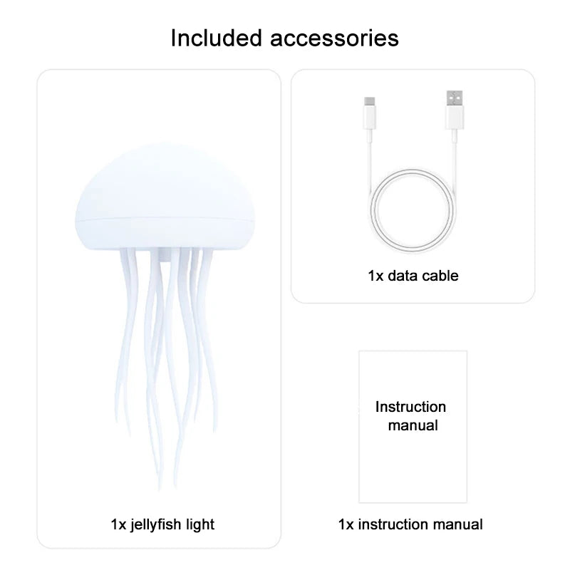 Jellyfish Lamp Voice Control Dancing RGB Gradient Jellyfish Bedside Lamp Rechargeable Table Lamp Touch Sensor Christmas Gift New