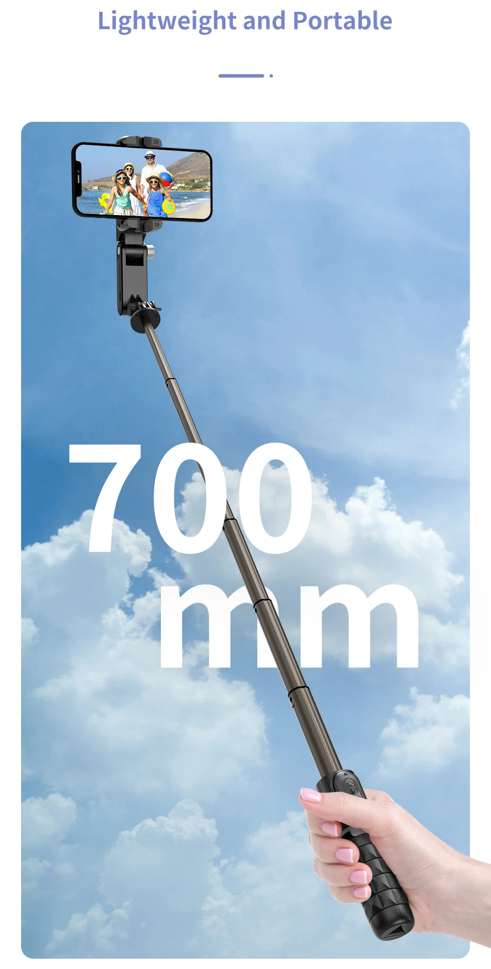 Selfie Stick Téléphone Cardan Stabilisateur Pour iPhone Android Action Caméra Trépied Téléphone Portable Cellule Mobile Smartphone Poignée Poignée Vidéo