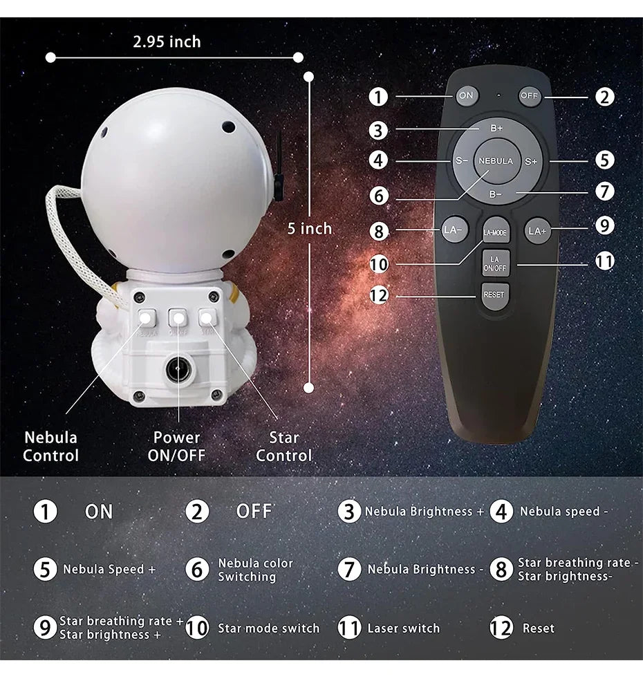 Projecteur d'étoiles Galaxy Night Light Astronaute Space Projector Starry Nebula Ceiling LED Lamp for Bedroom Home Decorative kids gift