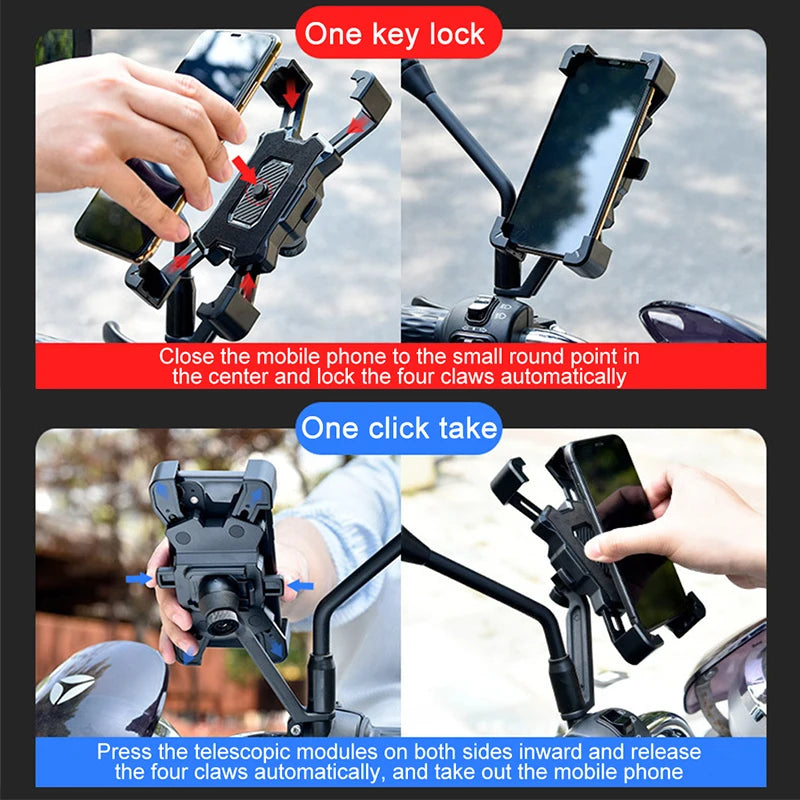 Support de téléphone de vélo électrique rotatif à 360° pour iPhone Xiaomi Riding MTB Bike Moto Support de support de moto Cyclisme antidérapant