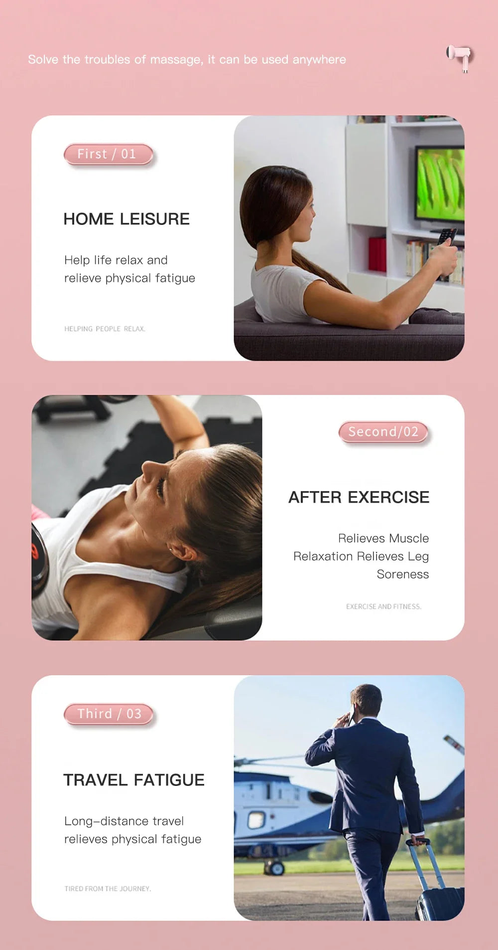 Marteau de massage électrique Vibrateur de percussion de tissus profonds, Soulagement les douleurs musculaire