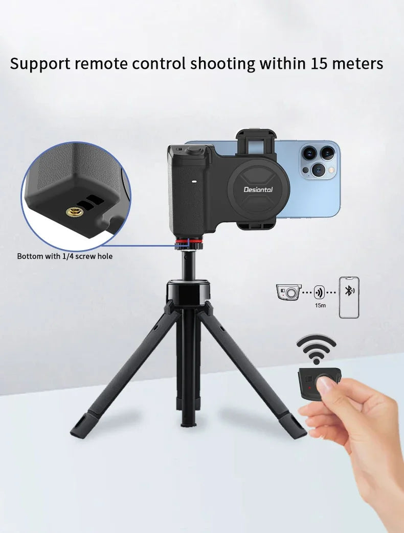 Smartphone Selfie Handle Phone Camera Snap Grip avec télécommande d’obturateur détachable pour iPhone 16/15/14 Vlog Video Shoot Accessoire