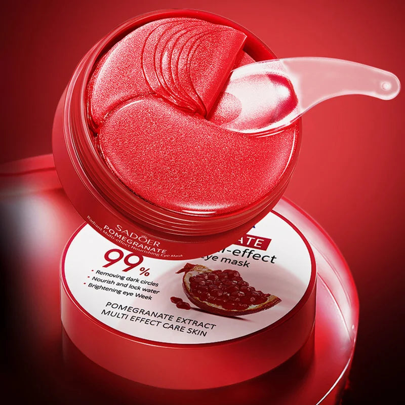 60 pcs SADOER Masque pour les yeux au collagène à la grenade rouge.