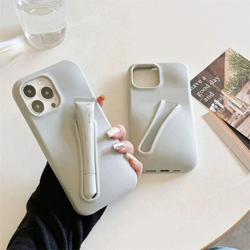 Coque de téléphone en silicone souple avec rouge à lèvres pour iPhone 16, 15, 14 Pro Max, X, XS, XR, 13, 12, Mini, 11, 6, 7, 8 Plus