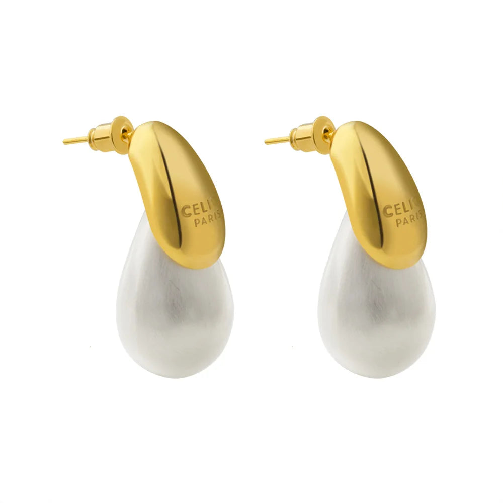 Boucles d'oreilles goutte d'eau transparentes pour femmes, plaquées or, élégantes et modernes