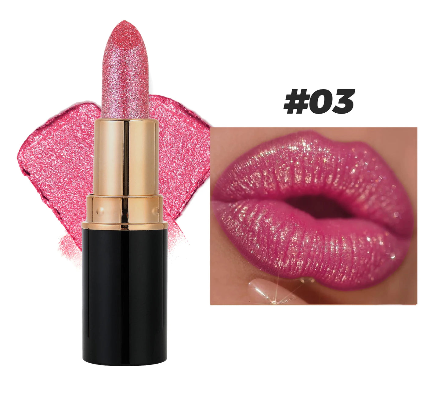 Rouge à lèvres pailleté métallisé, hydratant, waterproof, mat, diamant, nacré, baume teinté