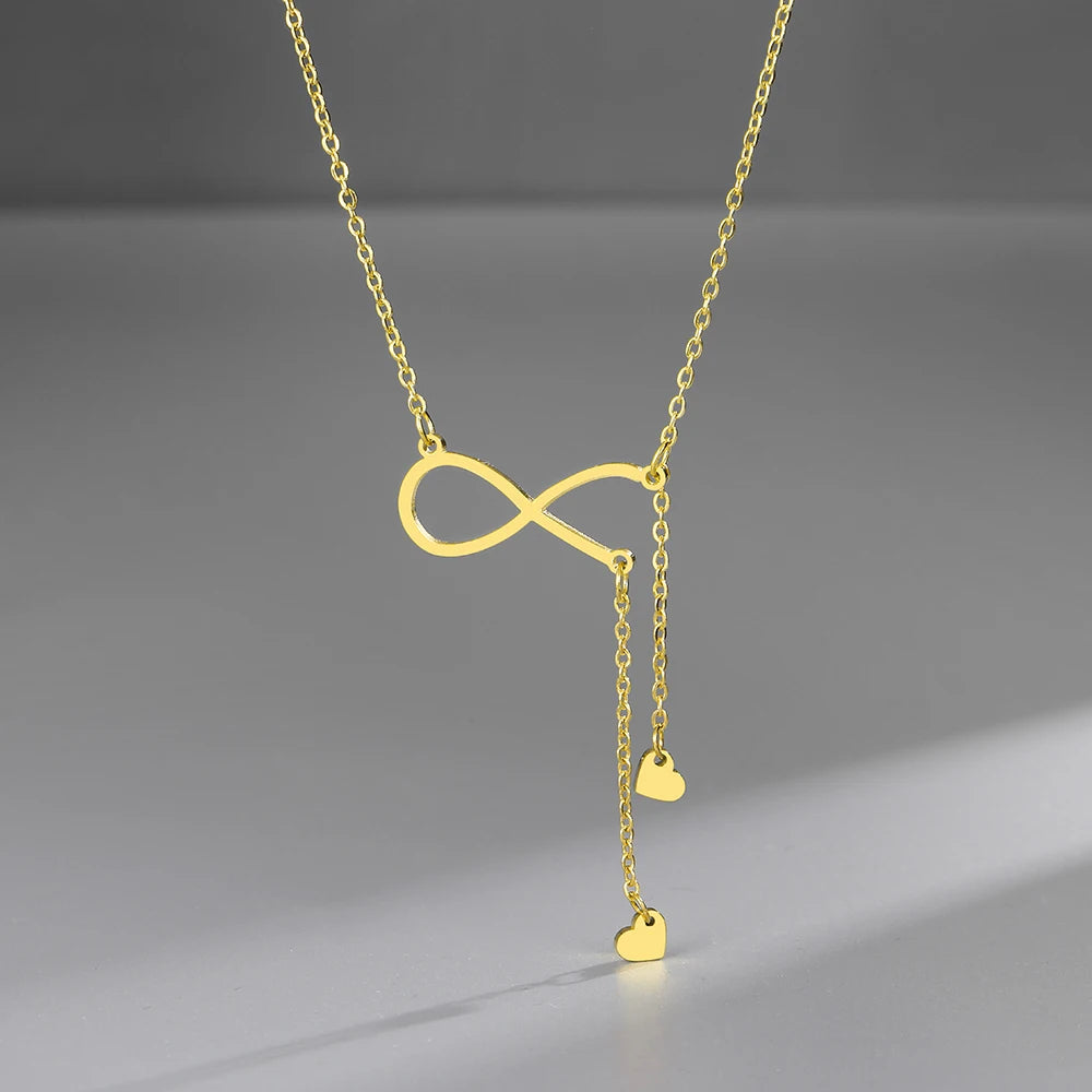 Colliers en acier inoxydable Infinity Symbol Tassel Sweet Heart Pendentifs Chaînes Mode Choker Collier pour femmes