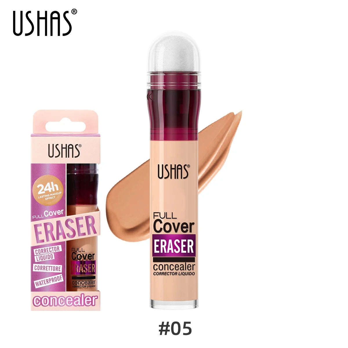 USHAS 12 couleurs tête d'éponge rotative fond de teint liquide anti-correcteur longue durée liquide n'enlève pas le maquillage correcteur imperméable