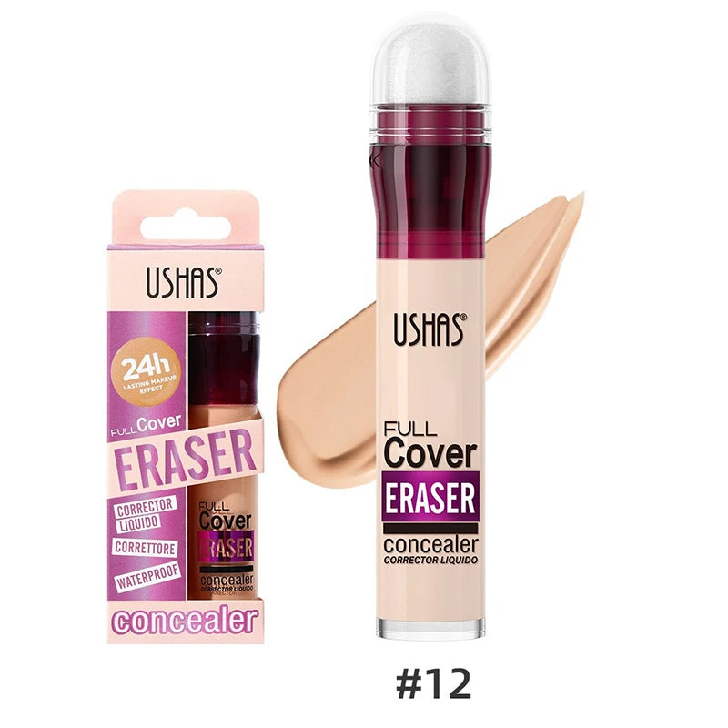 USHAS 12 couleurs tête d'éponge rotative fond de teint liquide anti-correcteur longue durée liquide n'enlève pas le maquillage correcteur imperméable