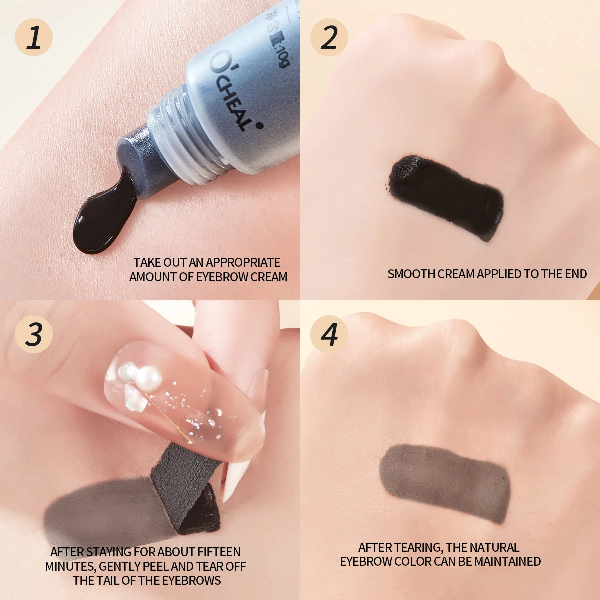 OCHEAL Gel à sourcils Peel Off Teinture naturelle Tatouage Imperméable Longue durée colle à sourcils Maquillage des sourcils à séchage rapide