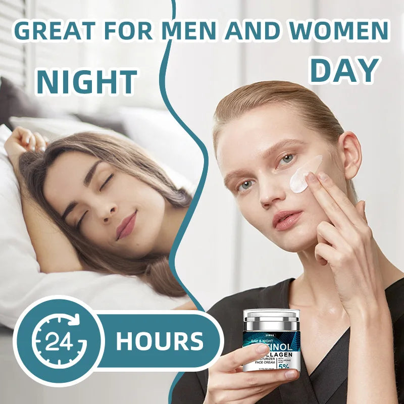 Rétinol Crème pour le visage anti-âge Hydratant Dérivant Collagène Crèmes à l’acide hyaluronique Soins de la peau 50ML