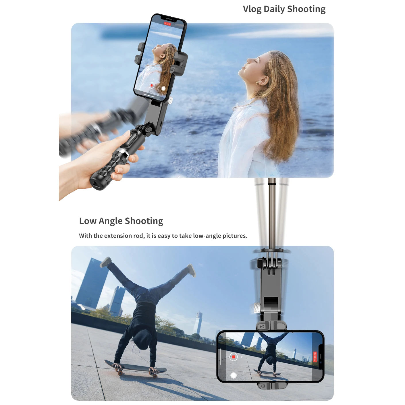 Selfie Stick Téléphone Cardan Stabilisateur Pour iPhone Android Action Caméra Trépied Téléphone Portable Cellule Mobile Smartphone Poignée Poignée Vidéo