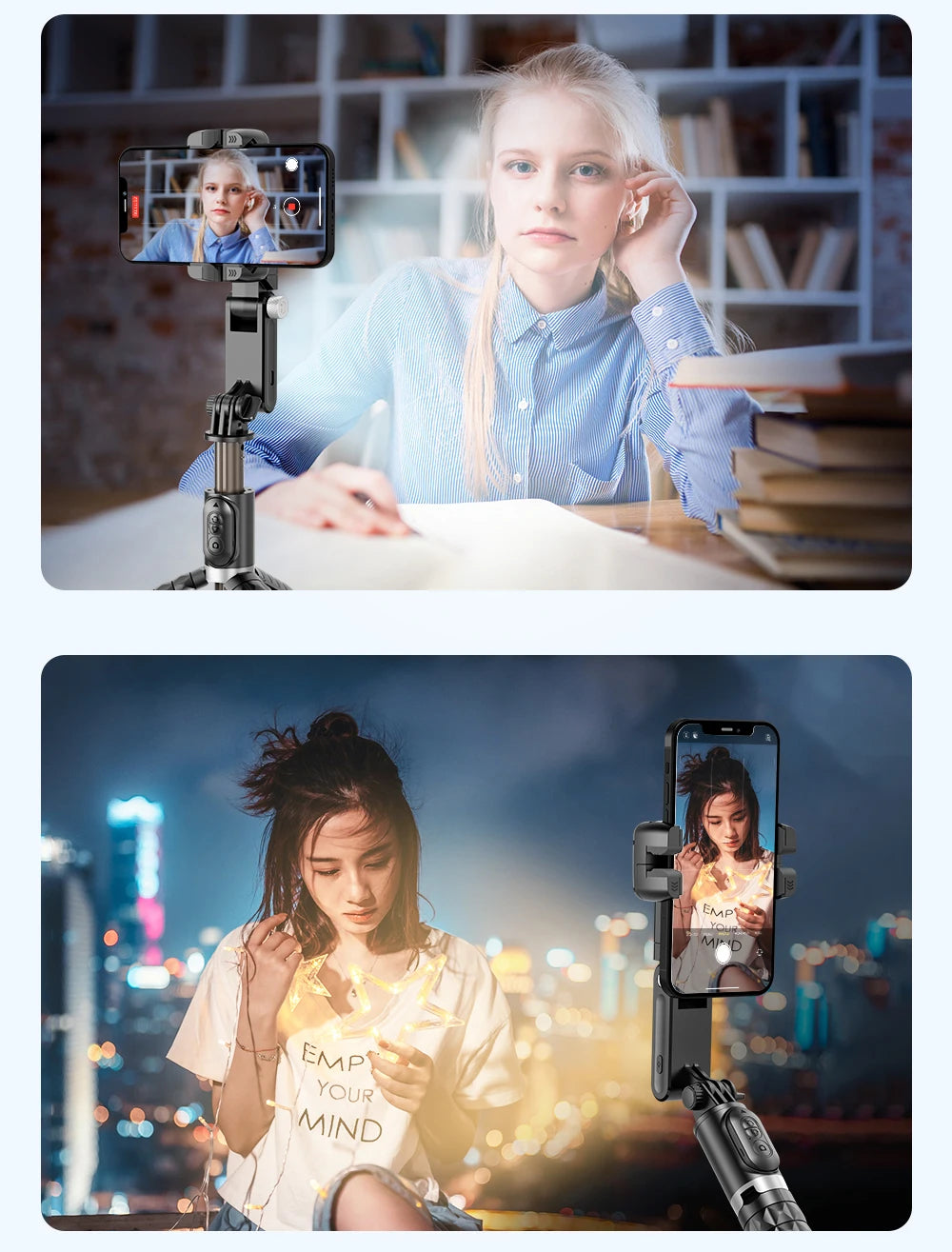 Selfie Stick Téléphone Cardan Stabilisateur Pour iPhone Android Action Caméra Trépied Téléphone Portable Cellule Mobile Smartphone Poignée Poignée Vidéo