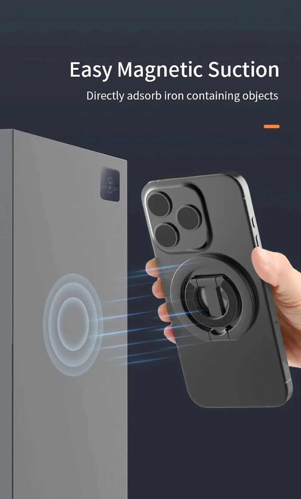 Support d'anneau de téléphone magnétique double face Support de téléphone portable pliable portable Support de voiture Accessoires de téléphone pour iPhone Huawei Xiaomi