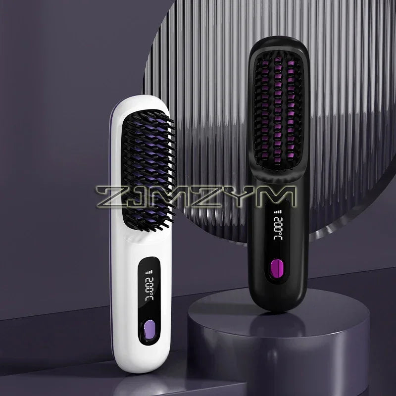 Lisseur à cheveux sans fil Lisseur à cheveux plats portable avec écran LCD Affichage numérique Outil de coiffure pour cheveux raides et bouclés
