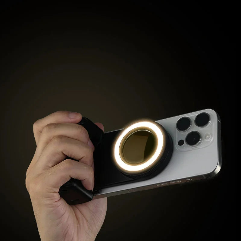 Poignée de support de téléphone magnétique avec supports de téléphone à distance Bluetooth détachables de 30 M avec support photo de poignée Selfie de lumière de remplissage