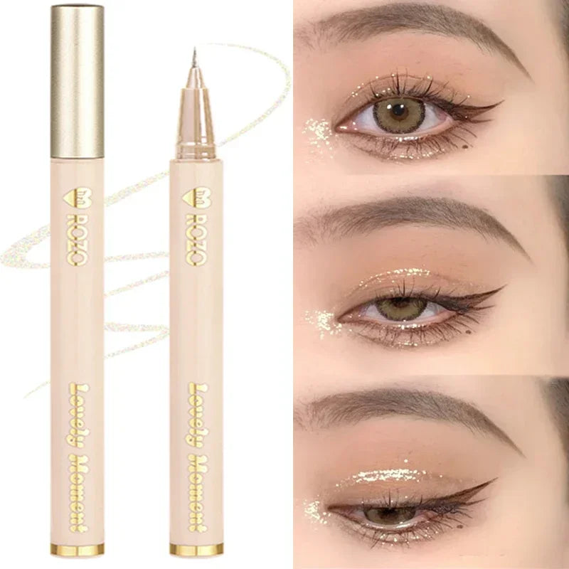 Eyeliner liquide ultra-fin Imperméable Paillettes Matte Black Shiny Eyeliner Lying Silkworm Pen Eye Beauty Party Makeup Tools