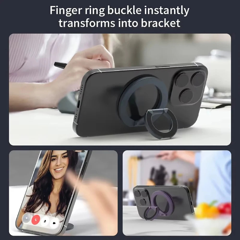 Support d'anneau de téléphone magnétique double face Support de téléphone portable pliable portable Support de voiture Accessoires de téléphone pour iPhone Huawei Xiaomi
