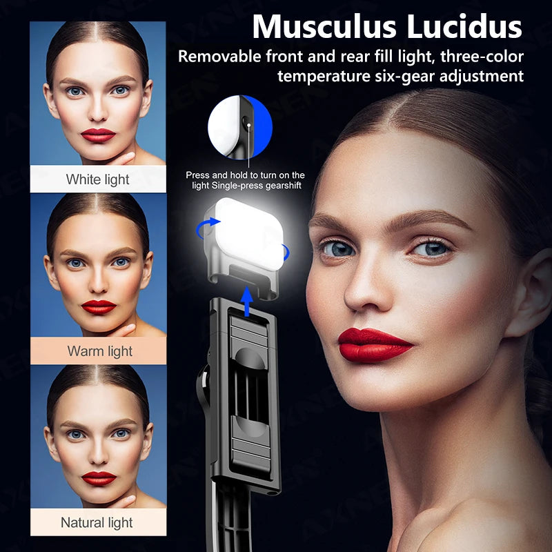 Trépied C01s Selfie Stick avec lumière de remplissage, monopode détachable de support de téléphone, télécommande Bluetooth sans fil pour Huawei iPhone Android