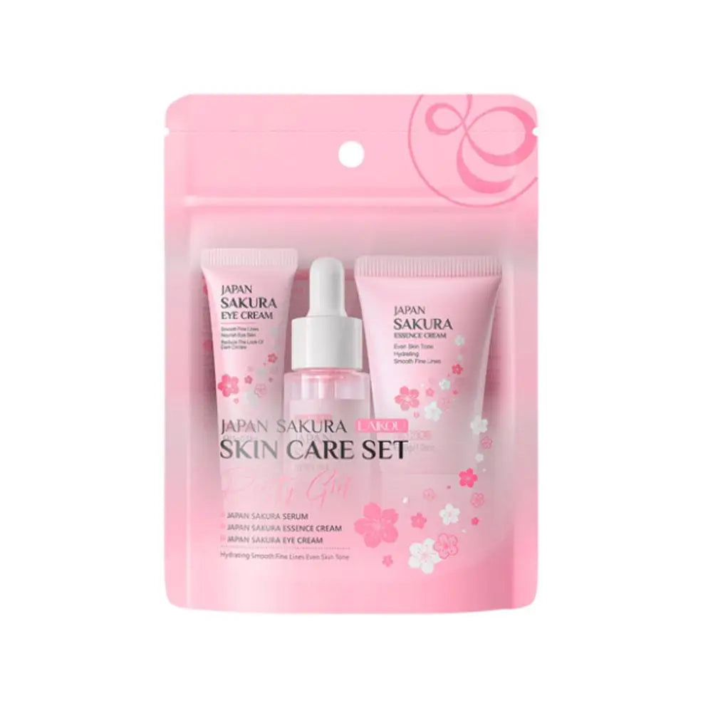 Sakura Lot de 5/3 soins pour le visage, sérum, tonique, nettoyant pour le visage, crème solaire, pour les yeux, coffret cadeau