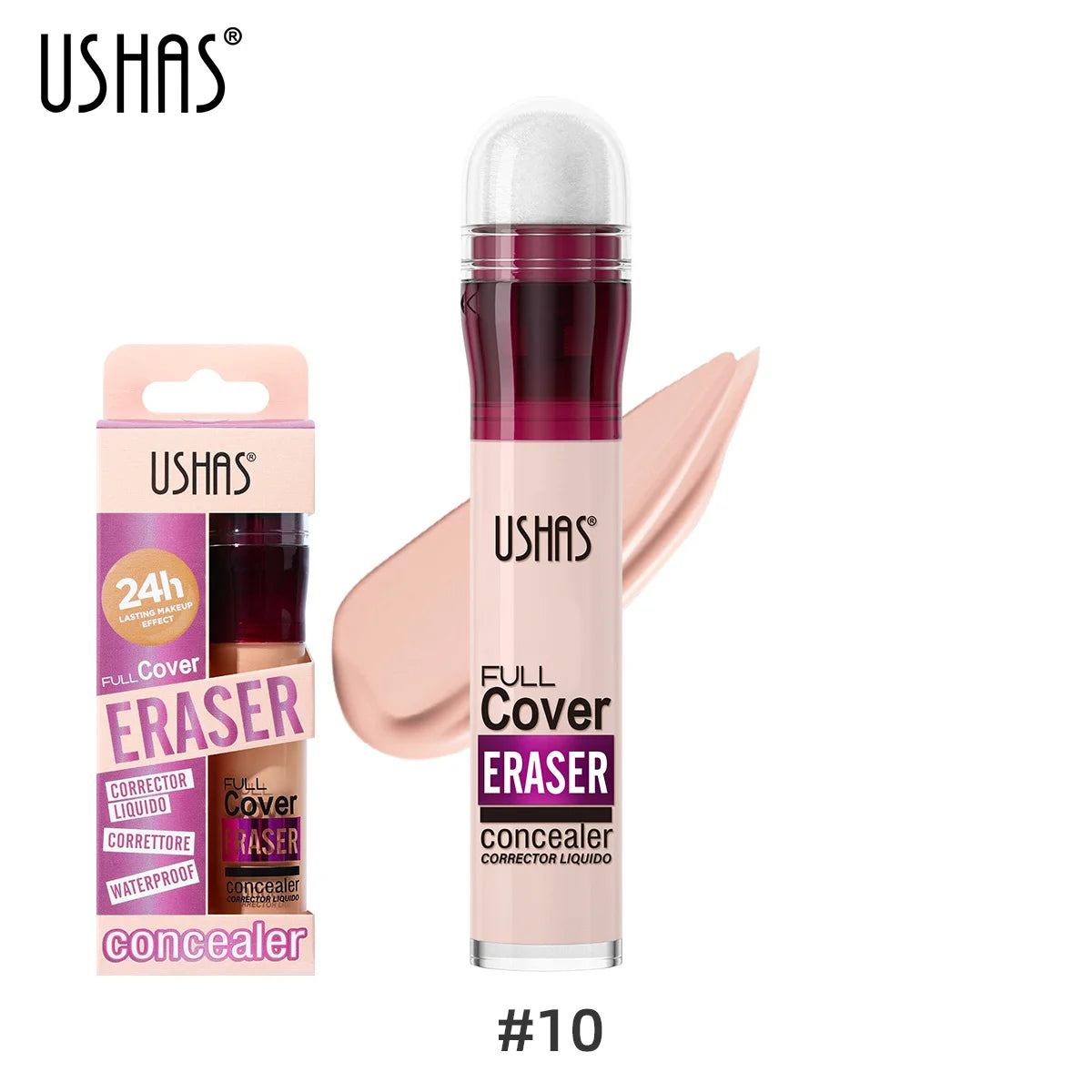 USHAS 12 couleurs tête d'éponge rotative fond de teint liquide anti-correcteur longue durée liquide n'enlève pas le maquillage correcteur imperméable