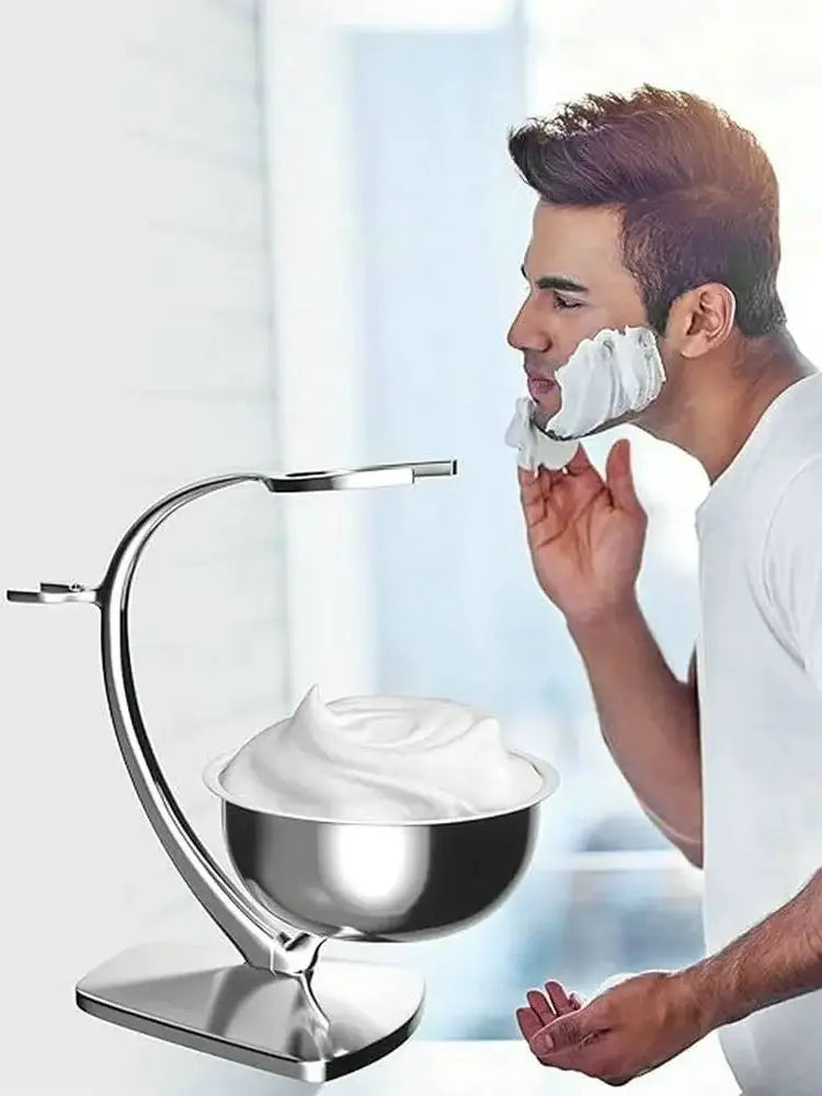 Kit de Rasage Ultime – Élégance et Tradition Comprend : Brosse à raser, support de rasage, rasoir manuel et bol à savon