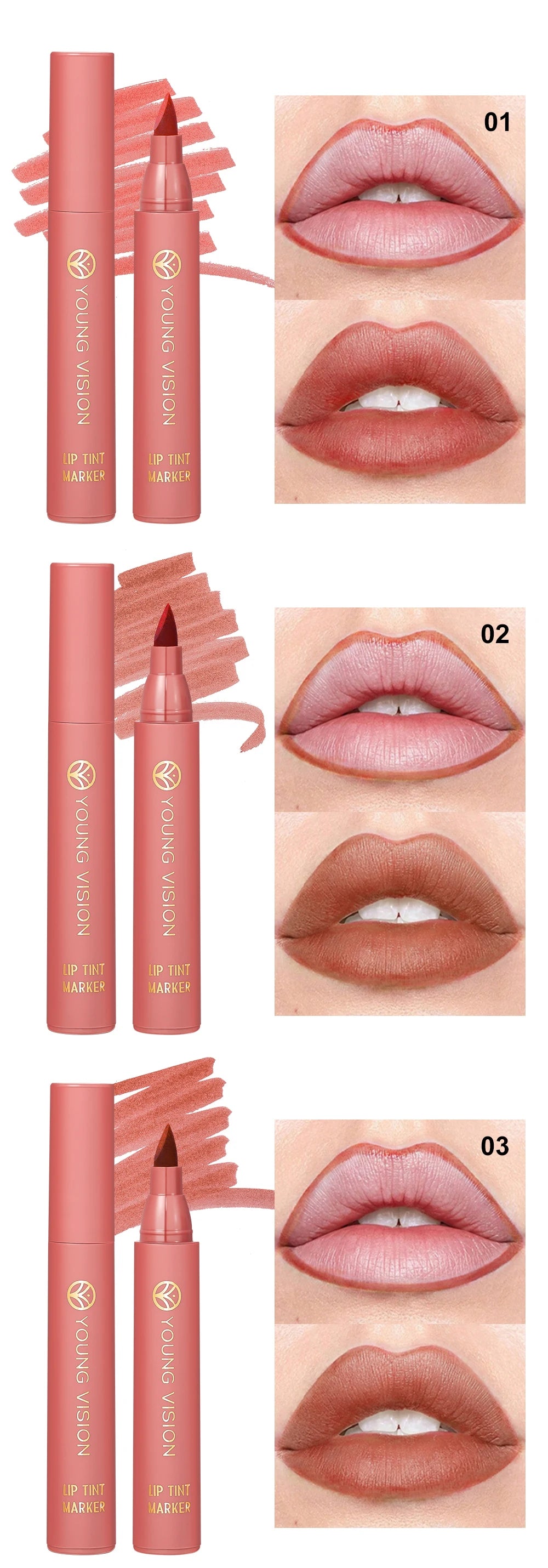 Stylo à Lèvres Précis – 6 Couleurs Intenses | Mat & Longue Tenue