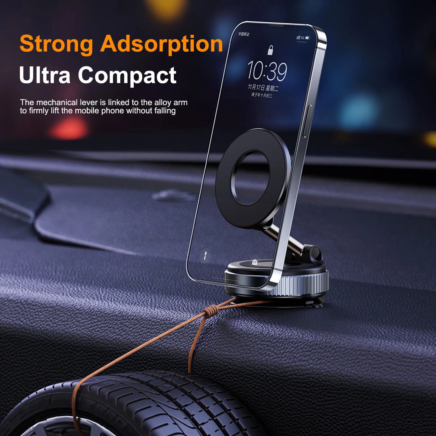 Pour le support de téléphone de voiture Magsafe 360 support. d'adsorption sous vide intelligent Support de pare-brise, magnétique stable