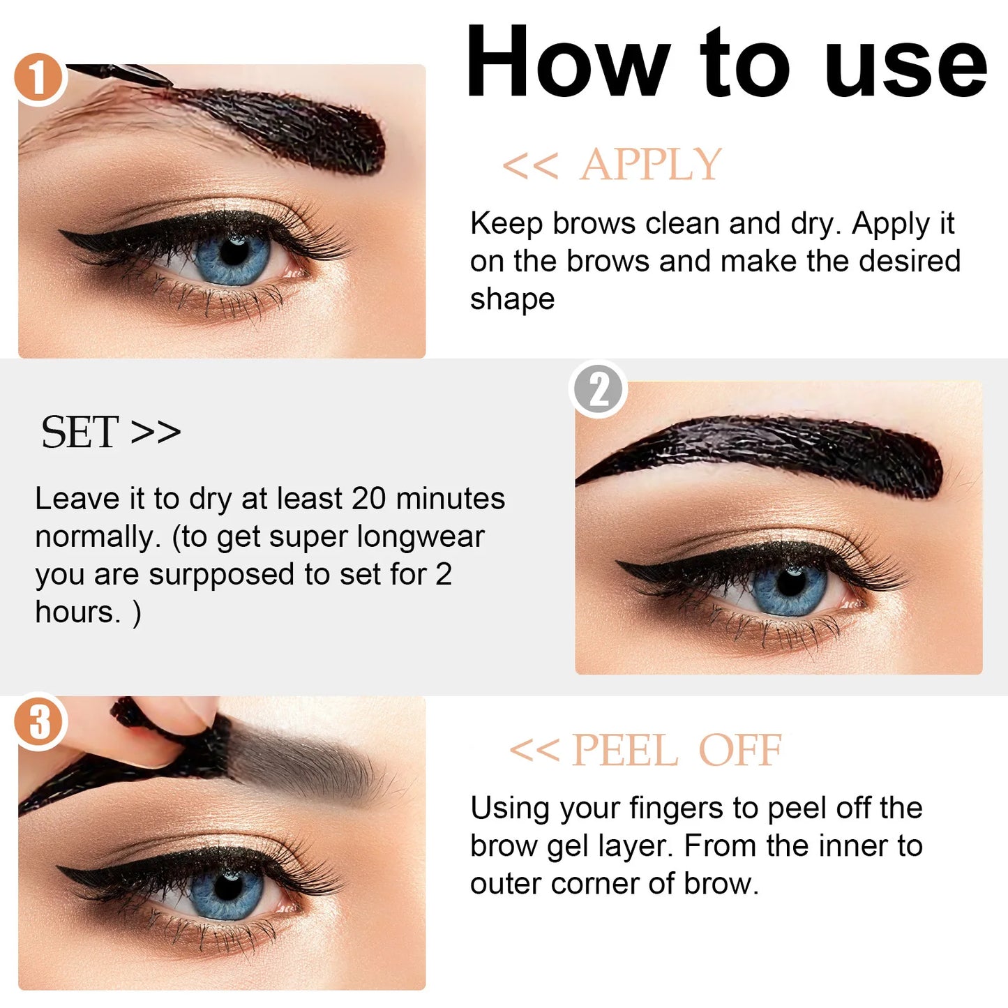 Gel-crème longue tenue Tattoo Brow pour sourcils – Waterproof, résistant, facile à décoller, teinte impeccable