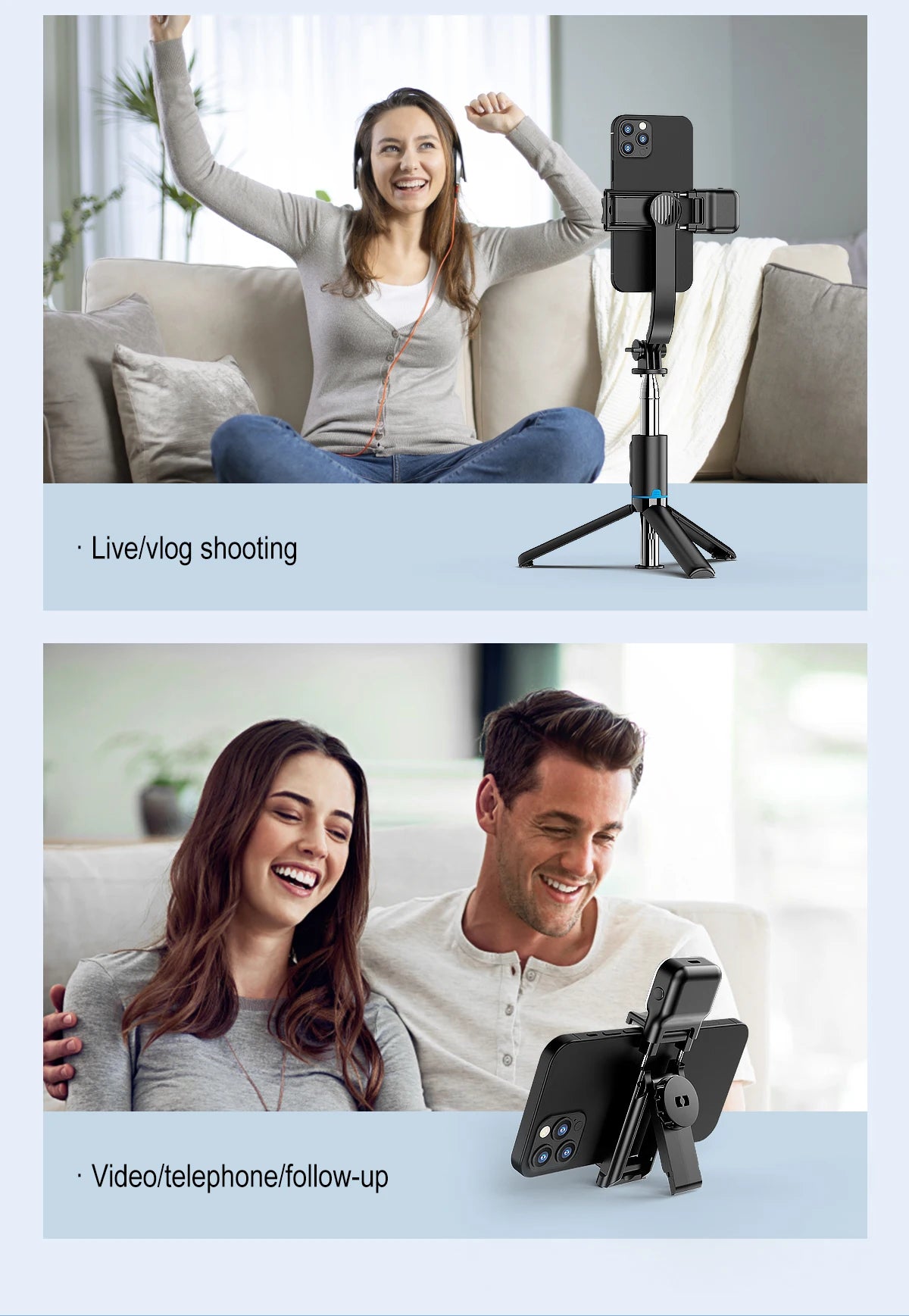 Trépied C01s Selfie Stick avec lumière de remplissage, monopode détachable de support de téléphone, télécommande Bluetooth sans fil pour Huawei iPhone Android