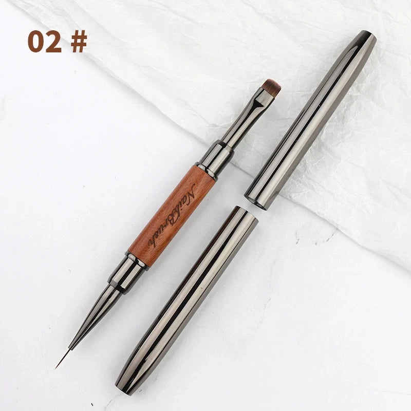 Double-extrémité Hard Nail Art Brush Builder Gel Strass Handle French Tip for Manicure Design Polish Gel Liner Professional Pen