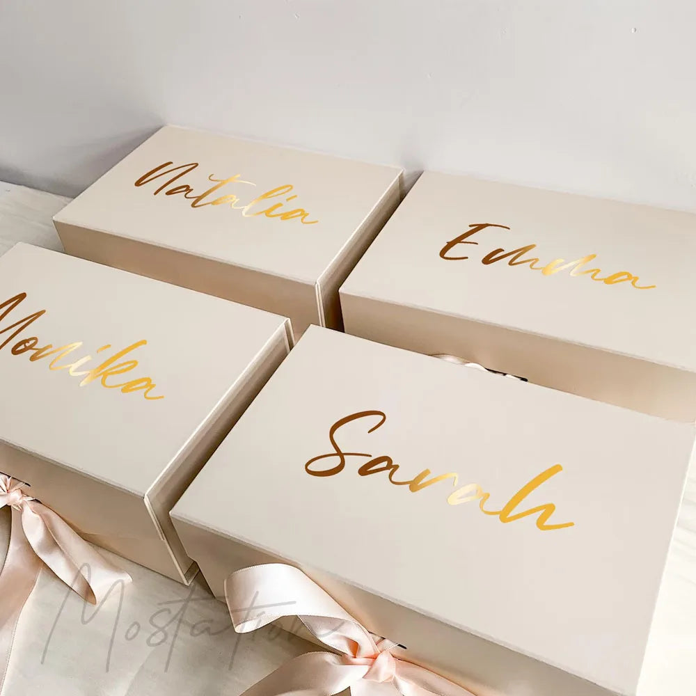Coffret cadeau personnalisé à rabat magnétique pliable avec ruban