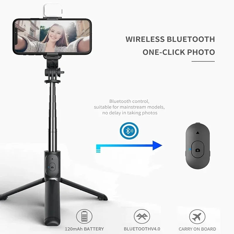 Xiaomi Mijia Selfie Stick 1045mm sans fil Bluetooth LED Fill Light Trépied étendu avec obturateur à distance pour téléphone portable Android IOS